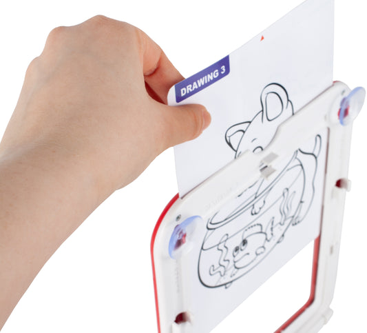 Tableta Grafica LCD Magic Pad idealStore, Dimensiuni 25.5 x 19.5 cm, Multitasking, Lumini Intermitente Multicolore, Pixuri Colorate, 30 de Sabloane, Suport pentru Tableta, Curatator de Ecran