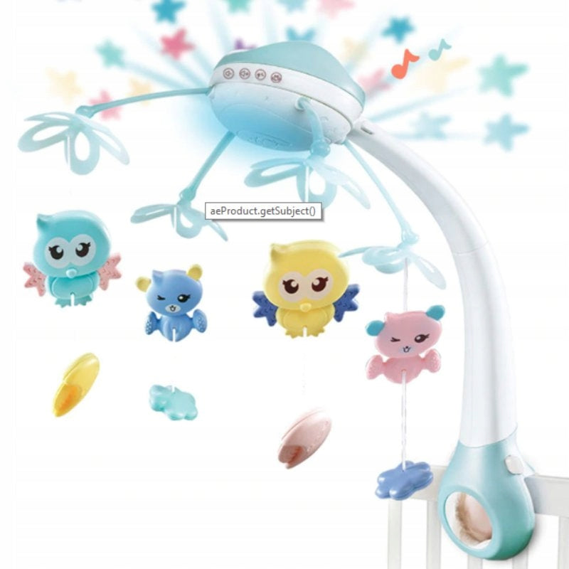 Carusel pentru patut cu lumina de veghe MagStar, First Contact, 500 melodii, 4 brate viu colorate cu diferite jucarii, telecomanda