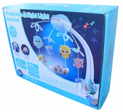 Carusel pentru patut cu lumina de veghe MagStar, First Contact, 500 melodii, 4 brate viu colorate cu diferite jucarii, telecomanda