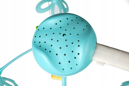 Carusel Interactiv Multifunctional Night Bed Bell idealStore, Rotire 360, Efecte Luminoase si Sonore, Proiector cu Stelute, 500 Melodii de Somn, Mod de Noapte, Oglinda, Telecomanda Inclusa, Albastru