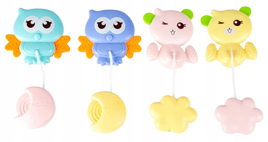 Carusel Interactiv Multifunctional Peaceful Sleep idealSTORE, Include Proiector de Veghe cu Lumini si 505 Melodii, Pandantive cu Animale Multicolore, Rotire 360 grade, Melodii de Adormit, Control la Distanta, Roz