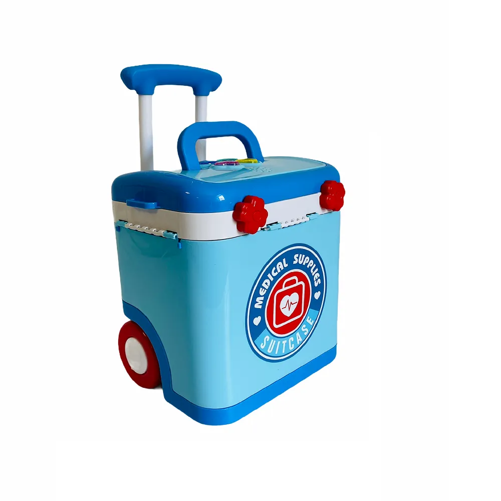 Trusa medicala tip troler pentru copii Musical Doctor IdealStore, Dimensiune 20 X 16 X 30 cm, Include Melodii si Lumini, Penseta, Termometru, Cleste, Stetoscop, Seringa, Multicolor