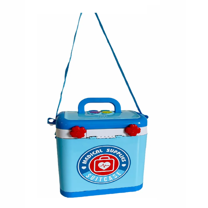 Trusa medicala tip troler pentru copii Musical Doctor IdealStore, Dimensiune 20 X 16 X 30 cm, Include Melodii si Lumini, Penseta, Termometru, Cleste, Stetoscop, Seringa, Multicolor