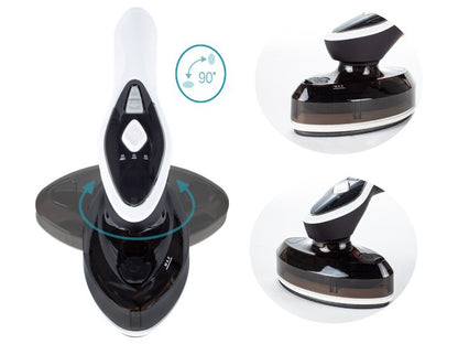 Fier de calcat orizontal/vertical IdealStore,1500w cu talpa ceramica rotativa la 90 de grade de inalta calitate cu suport orizontal, rezervor de 120 ml, debit 23g/min