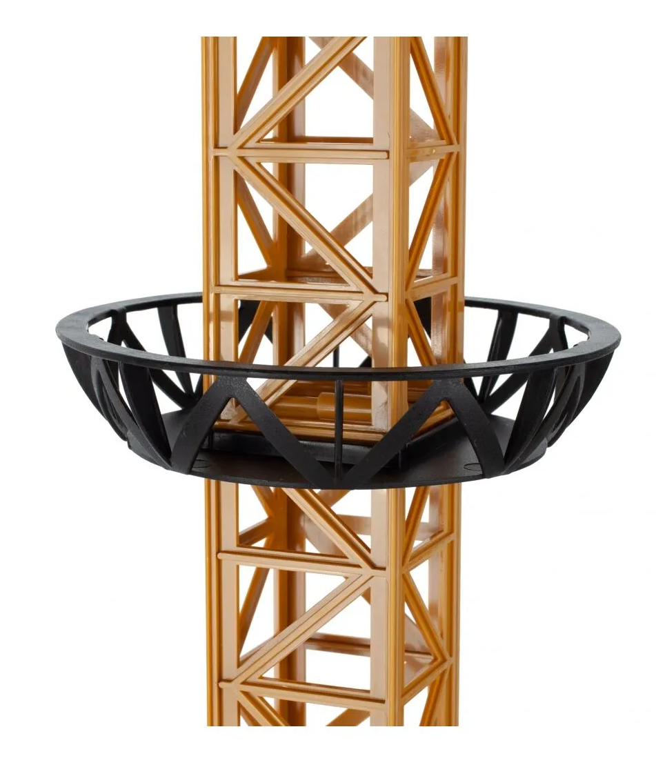 Macara Interactiva cu Telecomanda Crane Gigant idealSTORE, Dimensiuni 128 x 95 cm, Structura stabila formata din 4 brate, Accesorizata cu sunete, lumini, Grinda de Lemn, Brat mobil, Alimentare USB, Aspect realist, Dezvolta agilitatea si gandirea