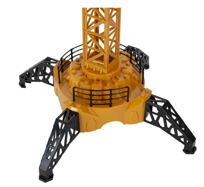 Macara Interactiva cu Telecomanda Crane Gigant idealSTORE, Dimensiuni 128 x 95 cm, Structura stabila formata din 4 brate, Accesorizata cu sunete, lumini, Grinda de Lemn, Brat mobil, Alimentare USB, Aspect realist, Dezvolta agilitatea si gandirea