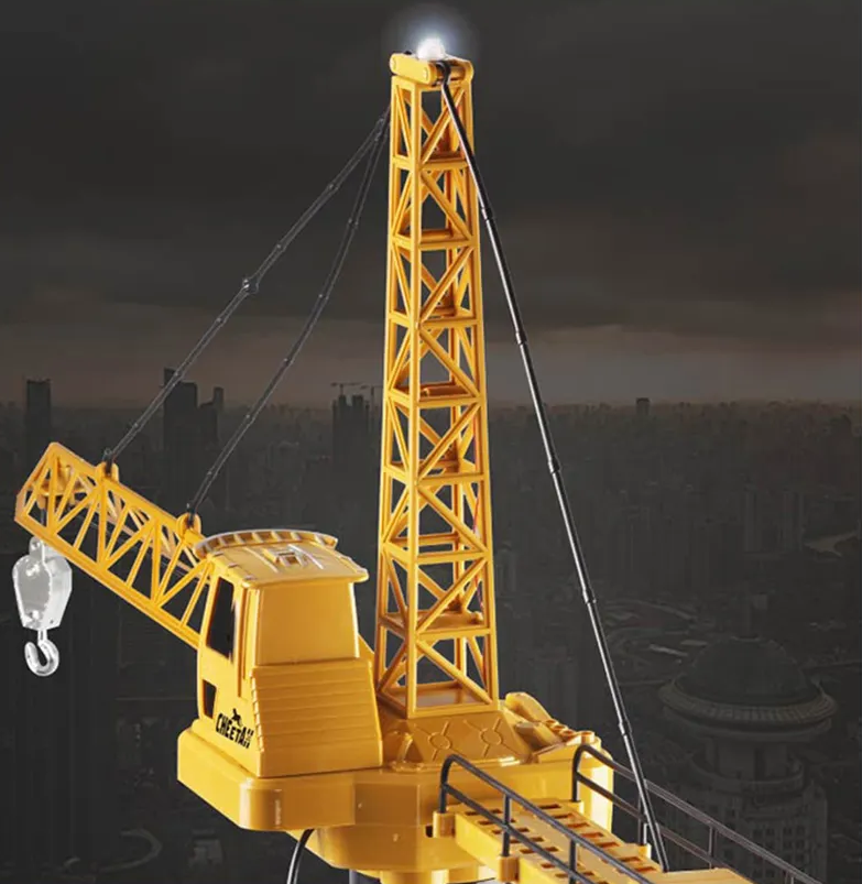 Macara Interactiva cu Telecomanda Crane Gigant idealSTORE, Dimensiuni 128 x 95 cm, Structura stabila formata din 4 brate, Accesorizata cu sunete, lumini, Grinda de Lemn, Brat mobil, Alimentare USB, Aspect realist, Dezvolta agilitatea si gandirea
