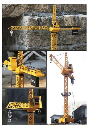 Macara Interactiva cu Telecomanda Crane Gigant idealSTORE, Dimensiuni 128 x 95 cm, Structura stabila formata din 4 brate, Accesorizata cu sunete, lumini, Grinda de Lemn, Brat mobil, Alimentare USB, Aspect realist, Dezvolta agilitatea si gandirea