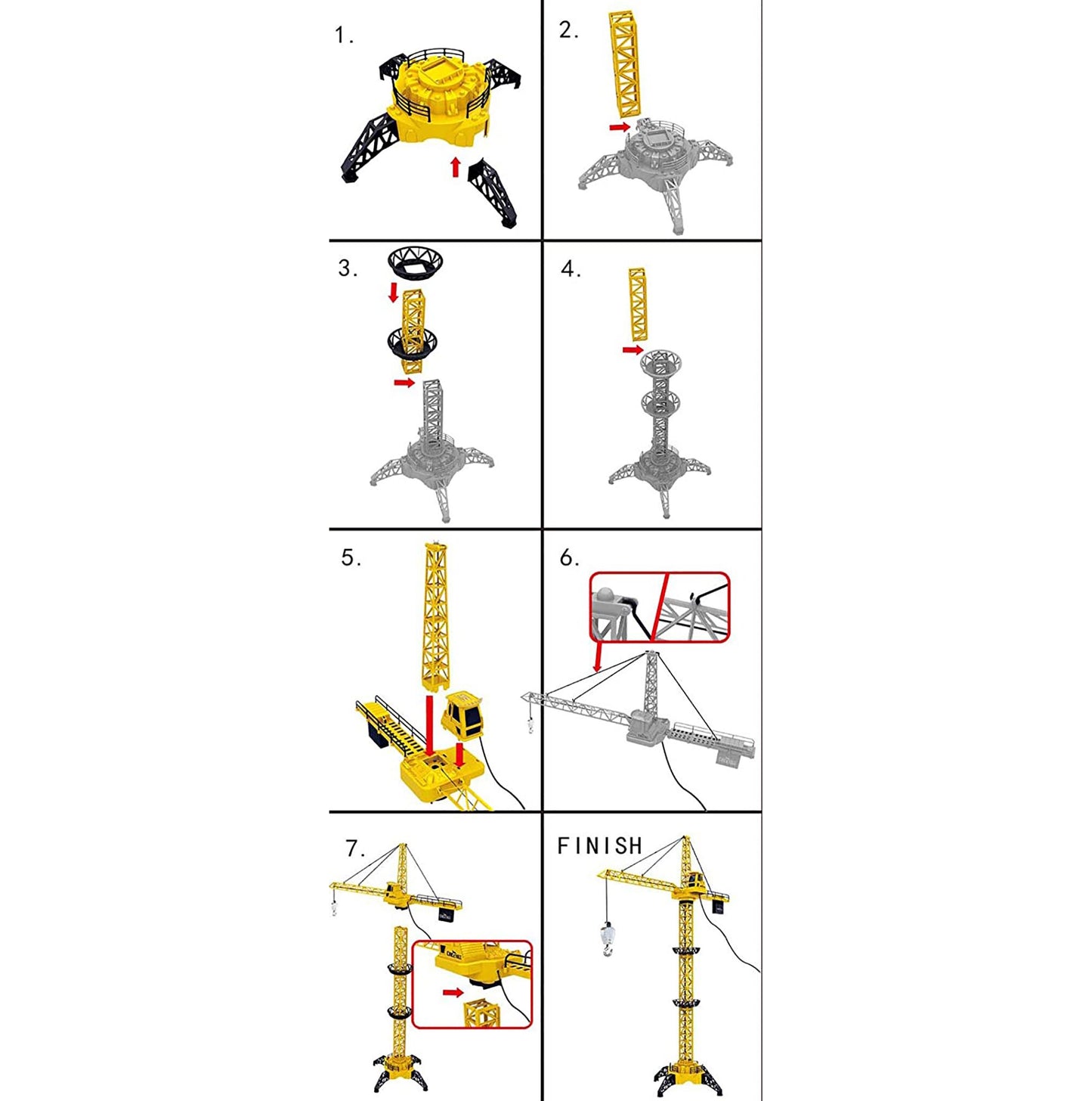 Macara Interactiva cu Telecomanda Crane Gigant idealSTORE, Dimensiuni 128 x 95 cm, Structura stabila formata din 4 brate, Accesorizata cu sunete, lumini, Grinda de Lemn, Brat mobil, Alimentare USB, Aspect realist, Dezvolta agilitatea si gandirea
