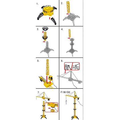 Macara Interactiva cu Telecomanda Crane Gigant idealSTORE, Dimensiuni 128 x 95 cm, Structura stabila formata din 4 brate, Accesorizata cu sunete, lumini, Grinda de Lemn, Brat mobil, Alimentare USB, Aspect realist, Dezvolta agilitatea si gandirea