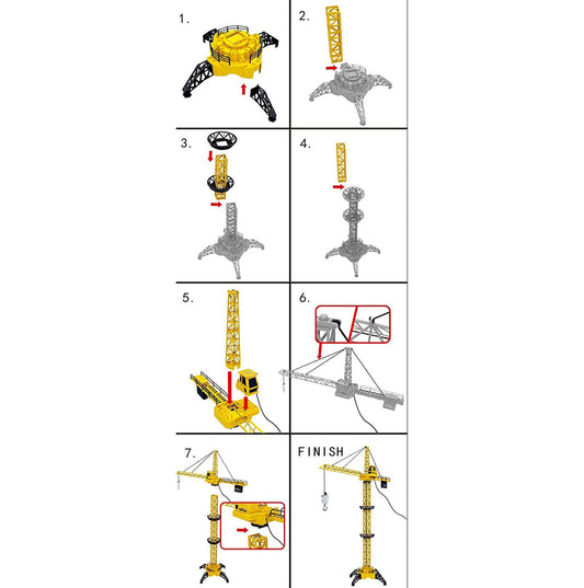 Macara Interactiva cu Telecomanda Crane Gigant idealSTORE, Dimensiuni 128 x 95 cm, Structura stabila formata din 4 brate, Accesorizata cu sunete, lumini, Grinda de Lemn, Brat mobil, Alimentare USB, Aspect realist, Dezvolta agilitatea si gandirea