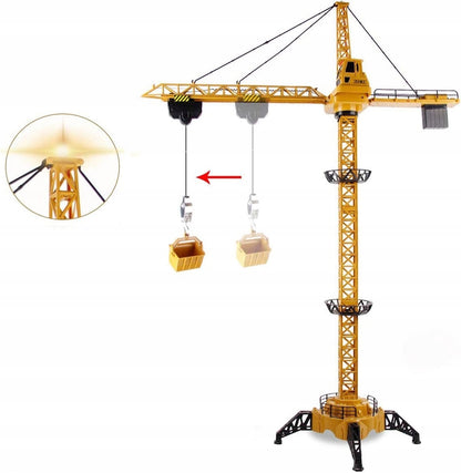 Macara Interactiva cu Telecomanda Crane Gigant idealSTORE, Dimensiuni 128 x 95 cm, Structura stabila formata din 4 brate, Accesorizata cu sunete, lumini, Grinda de Lemn, Brat mobil, Alimentare USB, Aspect realist, Dezvolta agilitatea si gandirea