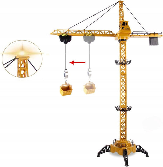 Macara Interactiva cu Telecomanda Crane Gigant idealSTORE, Dimensiuni 128 x 95 cm, Structura stabila formata din 4 brate, Accesorizata cu sunete, lumini, Grinda de Lemn, Brat mobil, Alimentare USB, Aspect realist, Dezvolta agilitatea si gandirea
