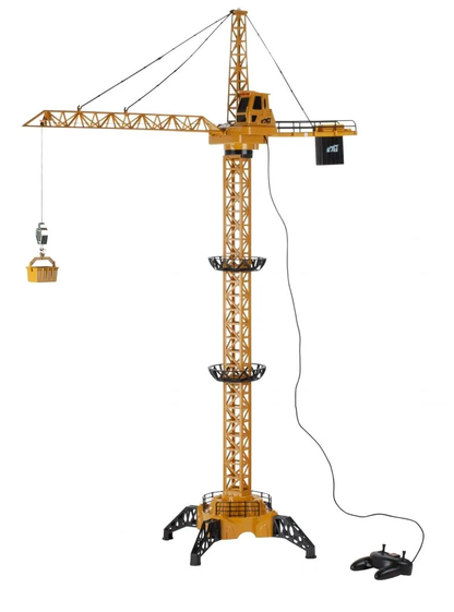 Macara Interactiva cu Telecomanda Crane Gigant idealSTORE, Dimensiuni 128 x 95 cm, Structura stabila formata din 4 brate, Accesorizata cu sunete, lumini, Grinda de Lemn, Brat mobil, Alimentare USB, Aspect realist, Dezvolta agilitatea si gandirea
