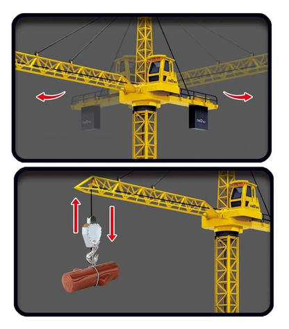 Macara Interactiva cu Telecomanda Crane Gigant idealSTORE, Dimensiuni 128 x 95 cm, Structura stabila formata din 4 brate, Accesorizata cu sunete, lumini, Grinda de Lemn, Brat mobil, Alimentare USB, Aspect realist, Dezvolta agilitatea si gandirea