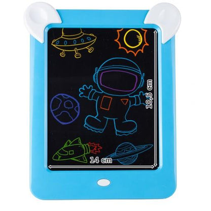 Tableta Magica Pentru Desen Magic Board idealStore, Dimensiuni 26 x 20 x 2.5 cm, 8 Efecte de Iluminare, 10 Modele de Desen, 4 Pixuri Colorate Dezvolta Creativitatea si Imaginatia