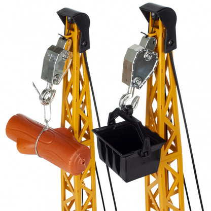 Macara interactiva cu Telecomanda CRANE LUXURY idealSTORE, Dimensiuni 21x14x49 cm Constructie Stabila Accesorizata cu grinda de lemn, Brat mobil 680, Sine de cauciuc, Lumini LED, Alimentare USB