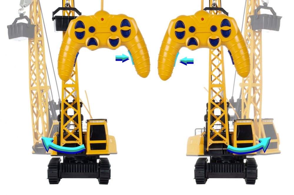 Macara interactiva cu Telecomanda CRANE LUXURY idealSTORE, Dimensiuni 21x14x49 cm Constructie Stabila Accesorizata cu grinda de lemn, Brat mobil 680, Sine de cauciuc, Lumini LED, Alimentare USB