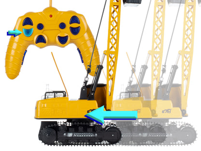 Macara interactiva cu Telecomanda CRANE LUXURY idealSTORE, Dimensiuni 21x14x49 cm Constructie Stabila Accesorizata cu grinda de lemn, Brat mobil 680, Sine de cauciuc, Lumini LED, Alimentare USB