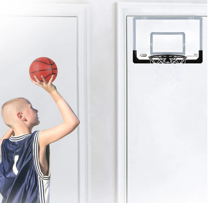 Cos de Baschet pentru Copii Shot Basketball idealSTORE, Include Pompa de umflat, Minge, Panou Transparent, Inel rabatabil cu Arc, Prindere perete sau usa, pentru interior sau exterior