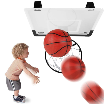 Cos de Baschet pentru Copii Shot Basketball idealSTORE, Include Pompa de umflat, Minge, Panou Transparent, Inel rabatabil cu Arc, Prindere perete sau usa, pentru interior sau exterior