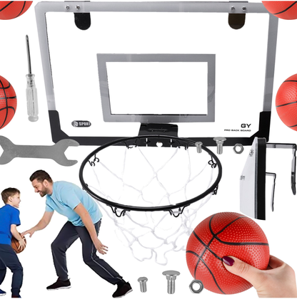 Cos de Baschet pentru Copii Shot Basketball idealSTORE, Include Pompa de umflat, Minge, Panou Transparent, Inel rabatabil cu Arc, Prindere perete sau usa, pentru interior sau exterior
