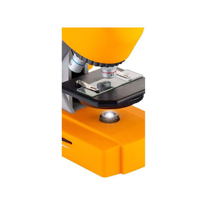 Microscop Multifunctional Stiintific pentru copii idealSTORE, Dimensiuni 16 x 10 x 22,5 cm Include 3 lentile de marire, Numeroase Accesorii, Lampa LED pentru Iluminat, Inaltime Reglabila, Valiza pentru transport