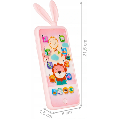 Telefon Smartphone interactiv Animal Song idealSTORE, Dimensiuni 21 x 8 cm, 13 Functi diferite, Sunete,10 Melodii, Efect de lumina, Incarcare USB, Buton pornire/oprire, Husa Silicon inclusa