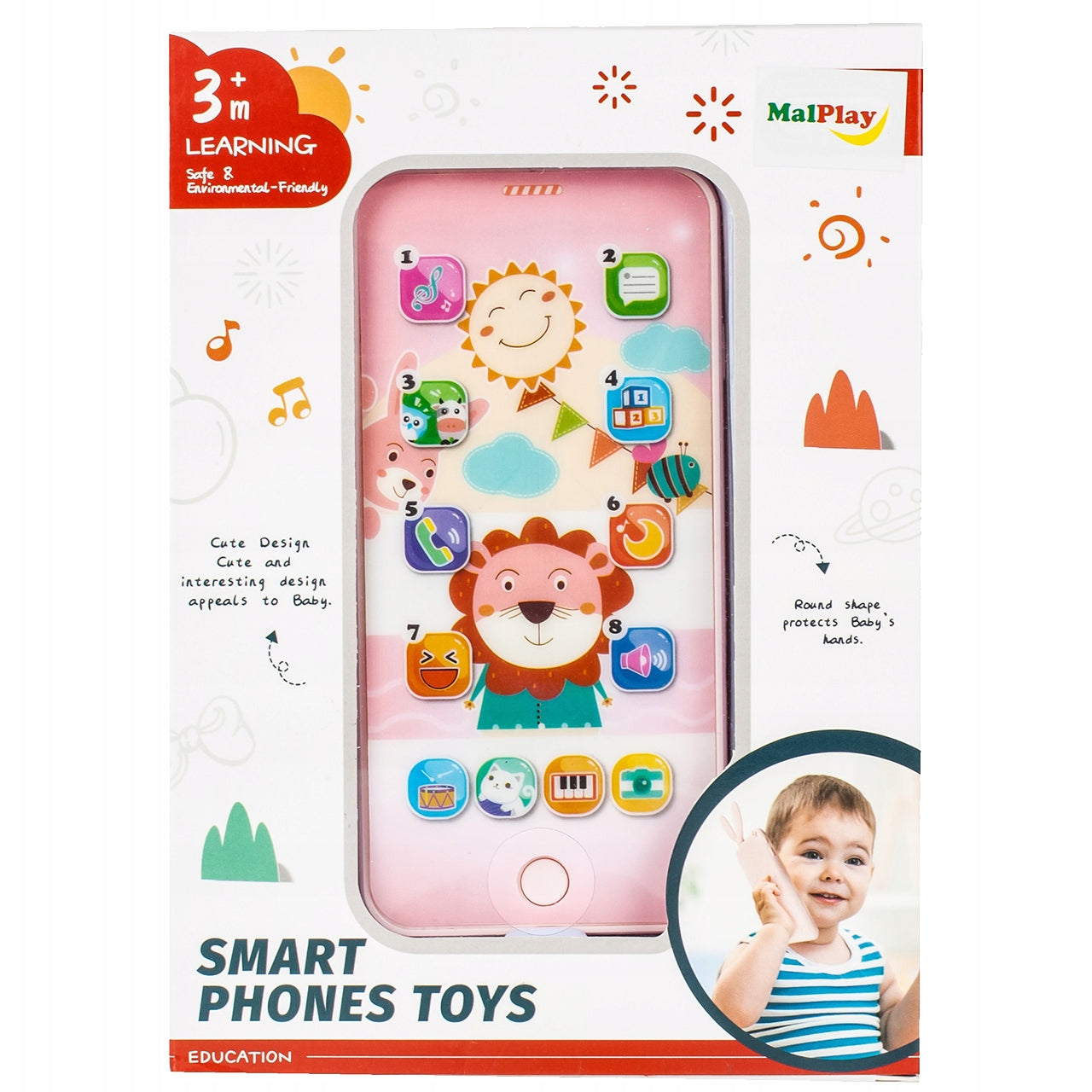 Telefon Smartphone interactiv Animal Song idealSTORE, Dimensiuni 21 x 8 cm, 13 Functi diferite, Sunete,10 Melodii, Efect de lumina, Incarcare USB, Buton pornire/oprire, Husa Silicon inclusa