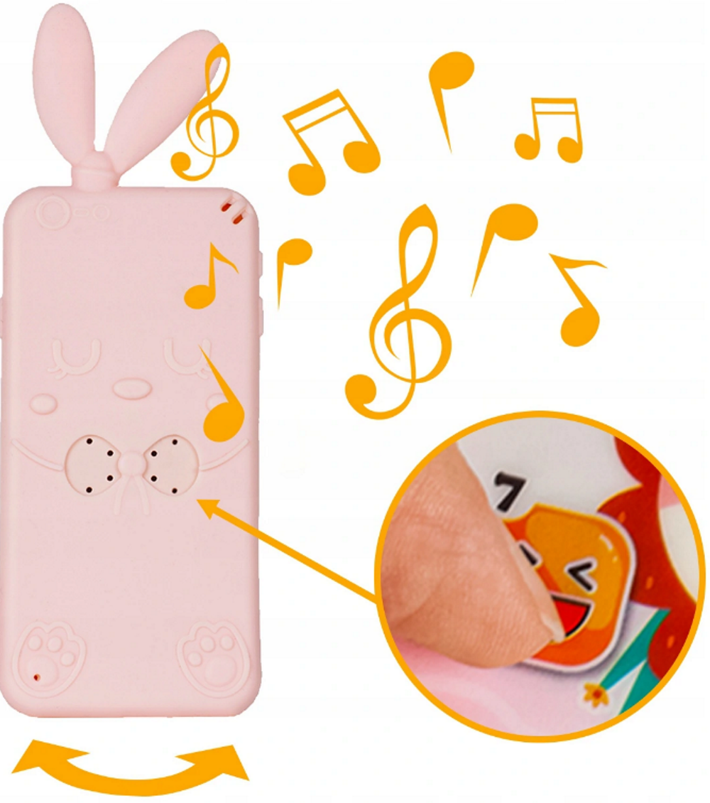 Telefon Smartphone interactiv Animal Song idealSTORE, Dimensiuni 21 x 8 cm, 13 Functi diferite, Sunete,10 Melodii, Efect de lumina, Incarcare USB, Buton pornire/oprire, Husa Silicon inclusa