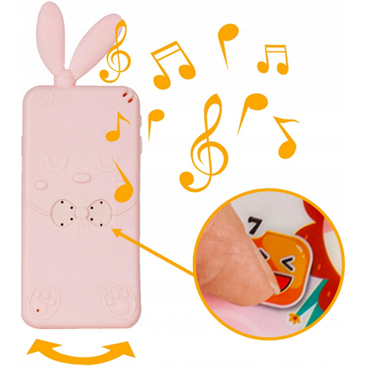 Telefon Smartphone interactiv Animal Song idealSTORE, Dimensiuni 21 x 8 cm, 13 Functi diferite, Sunete,10 Melodii, Efect de lumina, Incarcare USB, Buton pornire/oprire, Husa Silicon inclusa