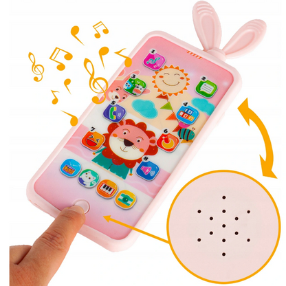 Telefon Smartphone interactiv Animal Song idealSTORE, Dimensiuni 21 x 8 cm, 13 Functi diferite, Sunete,10 Melodii, Efect de lumina, Incarcare USB, Buton pornire/oprire, Husa Silicon inclusa
