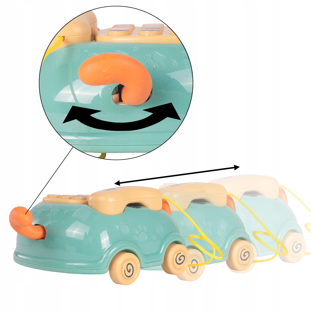 Telefon Interactiv Stil Pisicuta Happy Cat idealStore, Dimensiuni 12.5 x 14 x 6.5 cm, Cantece de Leagan, Diverse Melodii si Sunete Interactive, Urechi Stralucitoare, Culori Vii Atragatoare