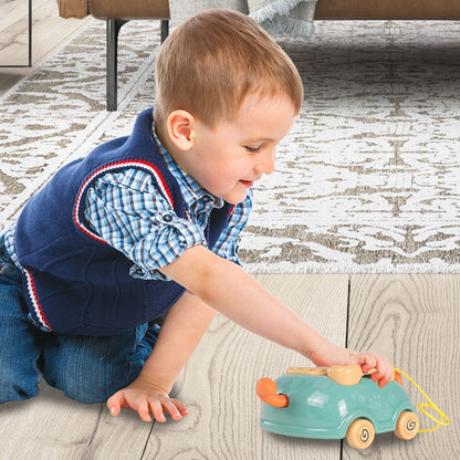 Telefon Interactiv Stil Pisicuta Happy Cat idealStore, Dimensiuni 12.5 x 14 x 6.5 cm, Cantece de Leagan, Diverse Melodii si Sunete Interactive, Urechi Stralucitoare, Culori Vii Atragatoare