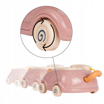 Telefon Interactiv Stil Pisicuta Happy Cat idealStore, Dimensiuni 12.5 x 14 x 6.5 cm, Cantece de Leagan, Diverse Melodii si Sunete Interactive, Urechi Stralucitoare, Culori Vii Atragatoare, Roz