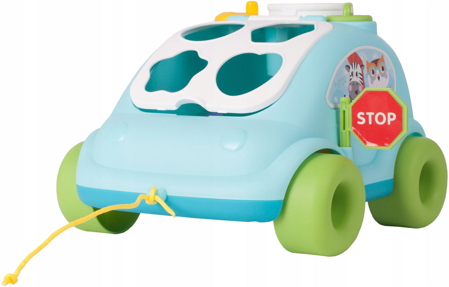 Masina Interactiva Stil Telefon cu Blocuri Colorate Funny Car idealStore, Dimensiuni 22 x 18 x 14 cm, Multicolora, Cuburi in Diferite Forme Dezvolta Abilitatile Stimulative