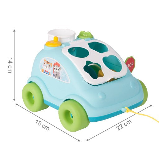 Masina Interactiva Stil Telefon cu Blocuri Colorate Funny Car idealStore, Dimensiuni 22 x 18 x 14 cm, Multicolora, Cuburi in Diferite Forme Dezvolta Abilitatile Stimulative