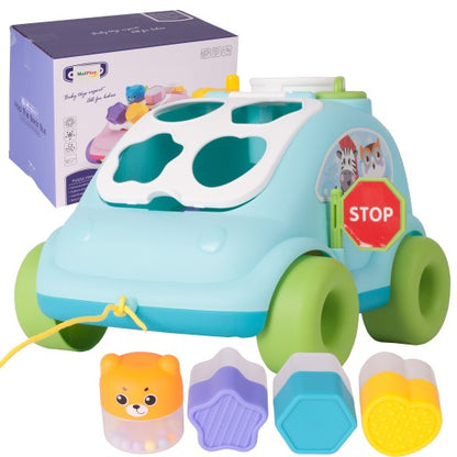 Masina Interactiva Stil Telefon cu Blocuri Colorate Funny Car idealStore, Dimensiuni 22 x 18 x 14 cm, Multicolora, Cuburi in Diferite Forme Dezvolta Abilitatile Stimulative