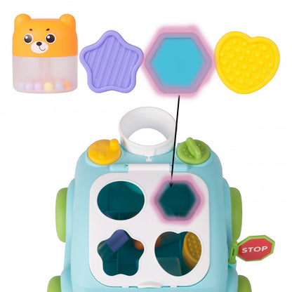 Masina Interactiva Stil Telefon cu Blocuri Colorate Funny Car idealStore, Dimensiuni 22 x 18 x 14 cm, Multicolora, Cuburi in Diferite Forme Dezvolta Abilitatile Stimulative