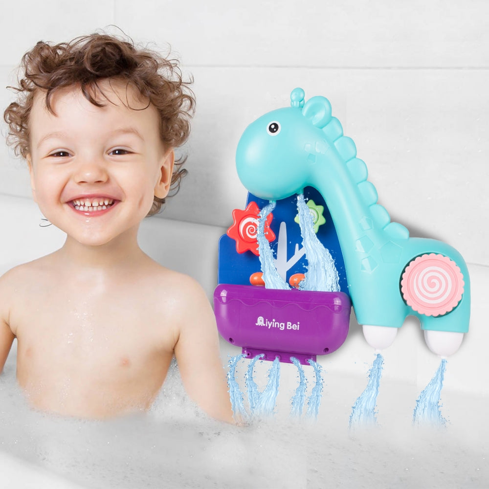 Jucarie de baie Funni Giraffe ideaSTORE, Fabricata din plastic durabil, 3 ventuze pentru prindere si un receptor cu cupa, Multicolor