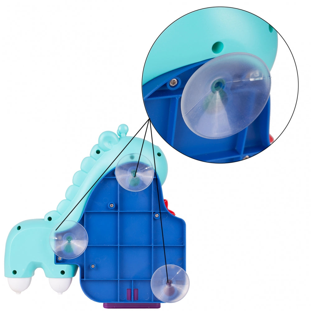 Jucarie de baie Funni Giraffe ideaSTORE, Fabricata din plastic durabil, 3 ventuze pentru prindere si un receptor cu cupa, Multicolor