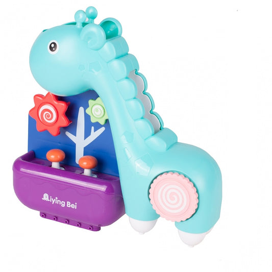 Jucarie de baie Funni Giraffe ideaSTORE, Fabricata din plastic durabil, 3 ventuze pentru prindere si un receptor cu cupa, Multicolor