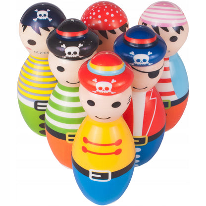 Set Bowling cu 6 Popice si 2 Bile idealStore Little Pirate, Spuma Moale, dezvolta Creativitatea si Indemanarea, utilizare Interior Exterior, Multicolor