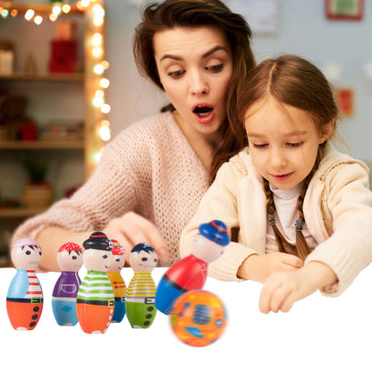 Set Bowling cu 6 Popice si 2 Bile idealStore Little Pirate, Spuma Moale, dezvolta Creativitatea si Indemanarea, utilizare Interior Exterior, Multicolor