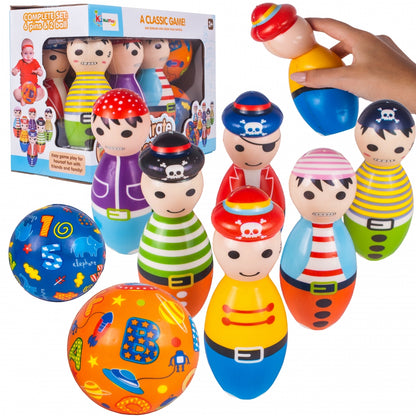 Set Bowling cu 6 Popice si 2 Bile idealStore Little Pirate, Spuma Moale, dezvolta Creativitatea si Indemanarea, utilizare Interior Exterior, Multicolor