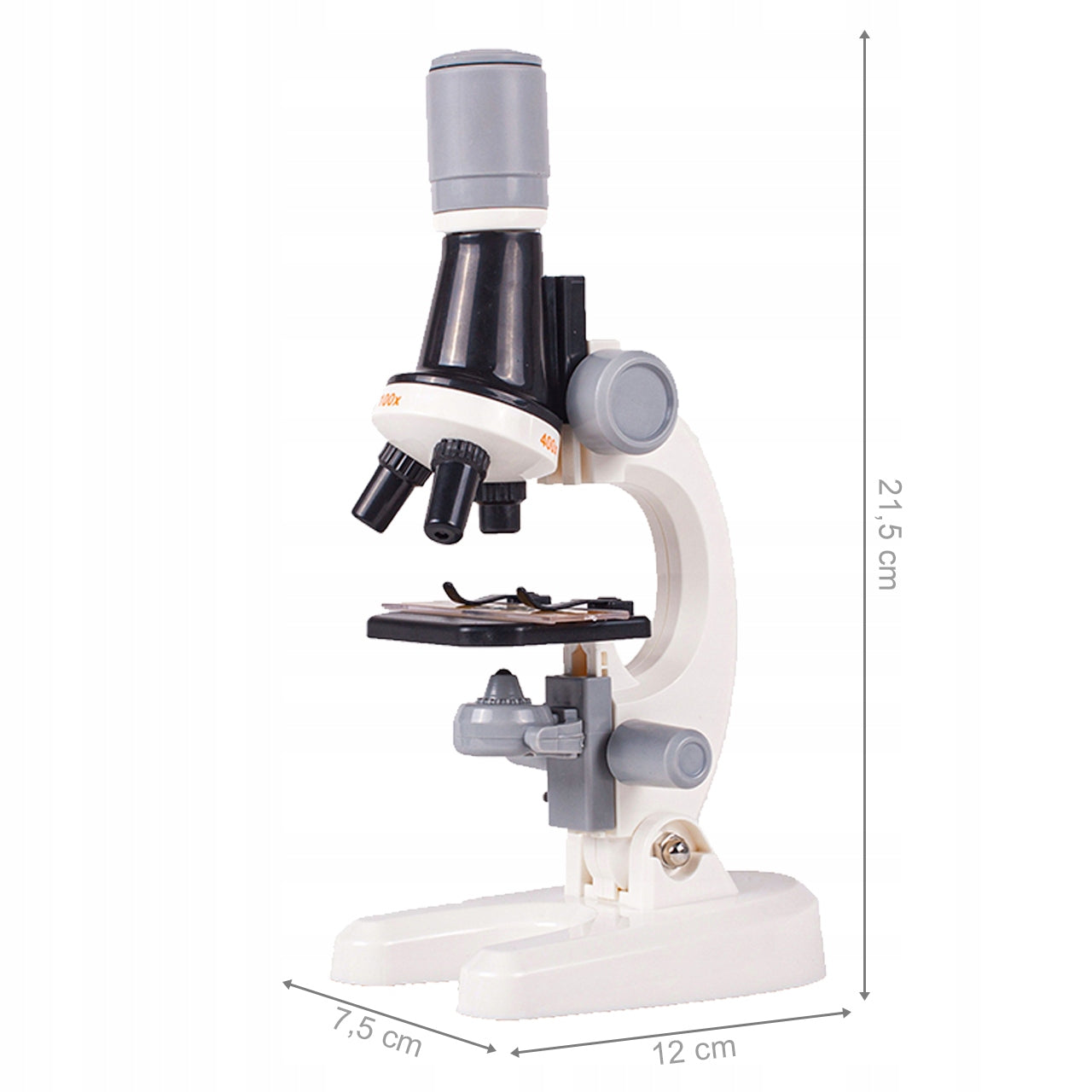Microscop Stiintific Pentru Copii Scientific Microscope idealStore, Dimensiuni 21 x 12 x 7 cm, Trei Tipuri de Marire, Cap Rotativ, Lampa pentru Iluminat, Inaltime Reglabila, Accesorii Incluse