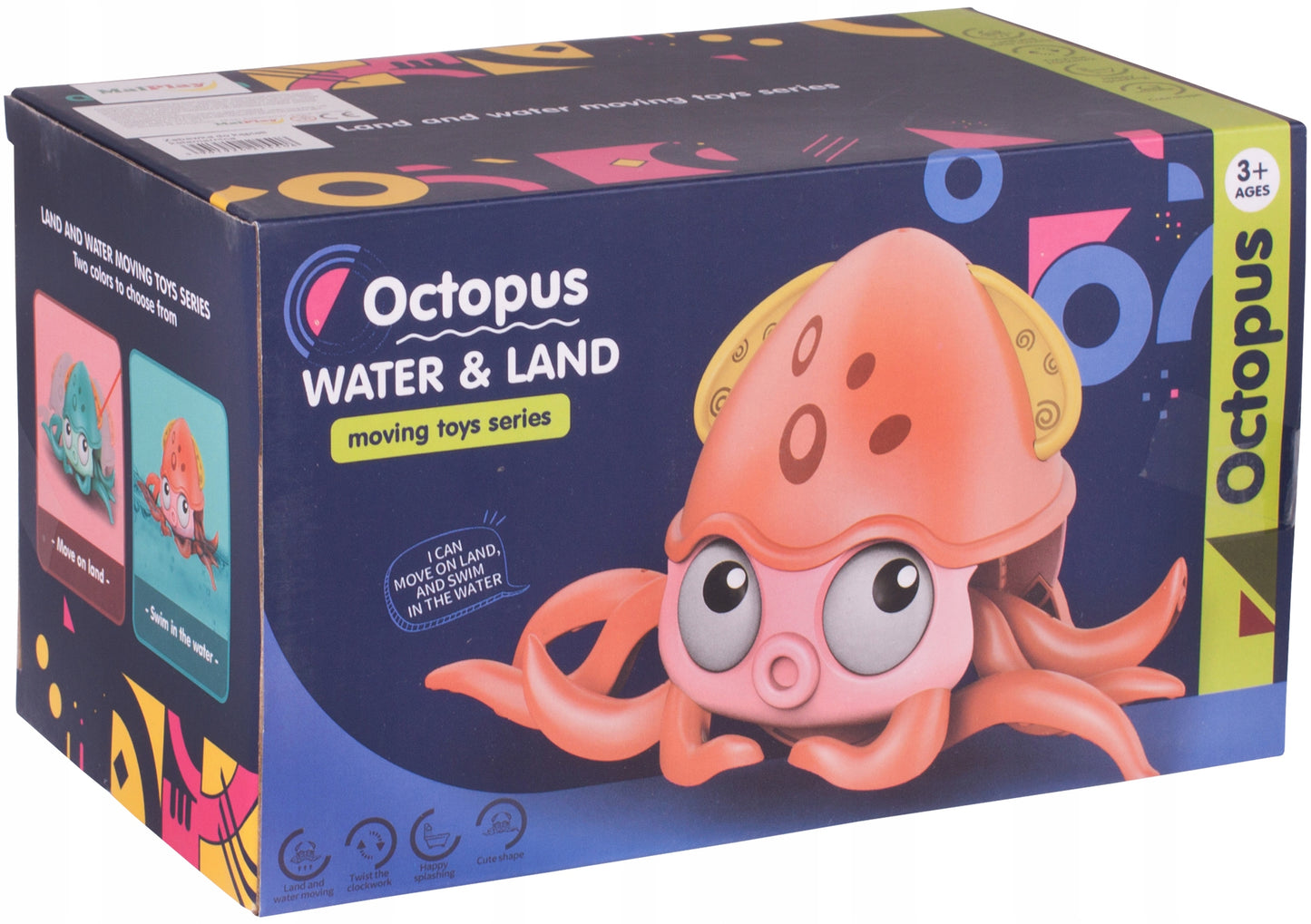 Caracatita interactiva Charming Octopus idealSTORE, Dimensiuni 25x11x13 Dotata cu Sfoara de tras Ajuta la dezvoltarea psiho-motorie a copilului, Culoare Roz