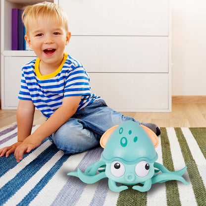 Caracatita interactiva Charming Octopus idealSTORE, Dimensiuni 25 x 11 x 13 Dotata cu Sfoara de tras, Ajuta la dezvoltarea psiho-motorie a copilului, Perfecta pentru o baie linistita