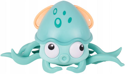 Caracatita interactiva Charming Octopus idealSTORE, Dimensiuni 25 x 11 x 13 Dotata cu Sfoara de tras, Ajuta la dezvoltarea psiho-motorie a copilului, Perfecta pentru o baie linistita