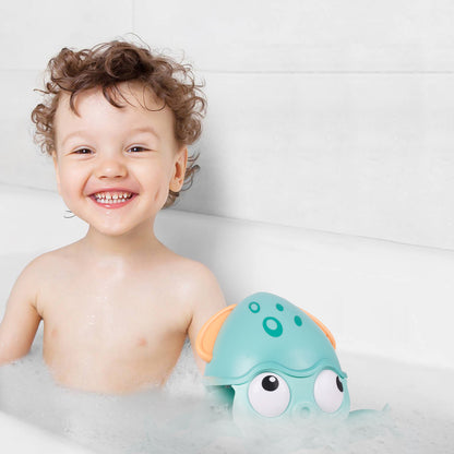 Caracatita interactiva Charming Octopus idealSTORE, Dimensiuni 25 x 11 x 13 Dotata cu Sfoara de tras, Ajuta la dezvoltarea psiho-motorie a copilului, Perfecta pentru o baie linistita